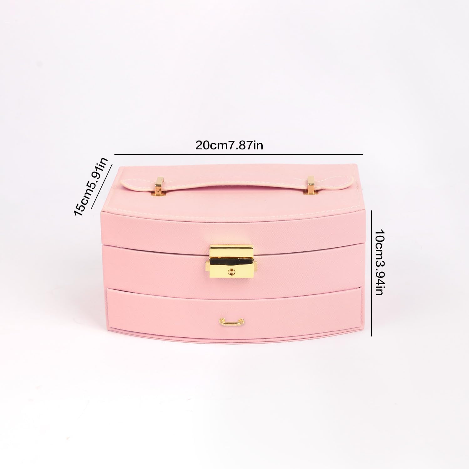 Jewelry Organizer Box with Drawer and Mirror, Double Layer Jewelry Storage Organizer, Lockable Jewelry Box for Rings Earrings Necklaces, Travel Jewelry Organizer for Women