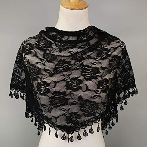 Womens Wraps Scarf Long Wrap Warm Shawl Soft Plaid Floral Lady Scarves Shawl Tassel Lace Hollow Women Scarf Scarf Ladies Birthday Gifts (Black, One Size)