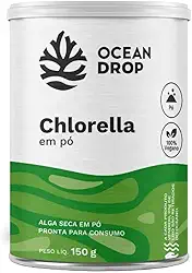 Ocean Drop Chlorella em Pó, Suplemento Natural Detox, 150g, Vegano, Sem Glúten