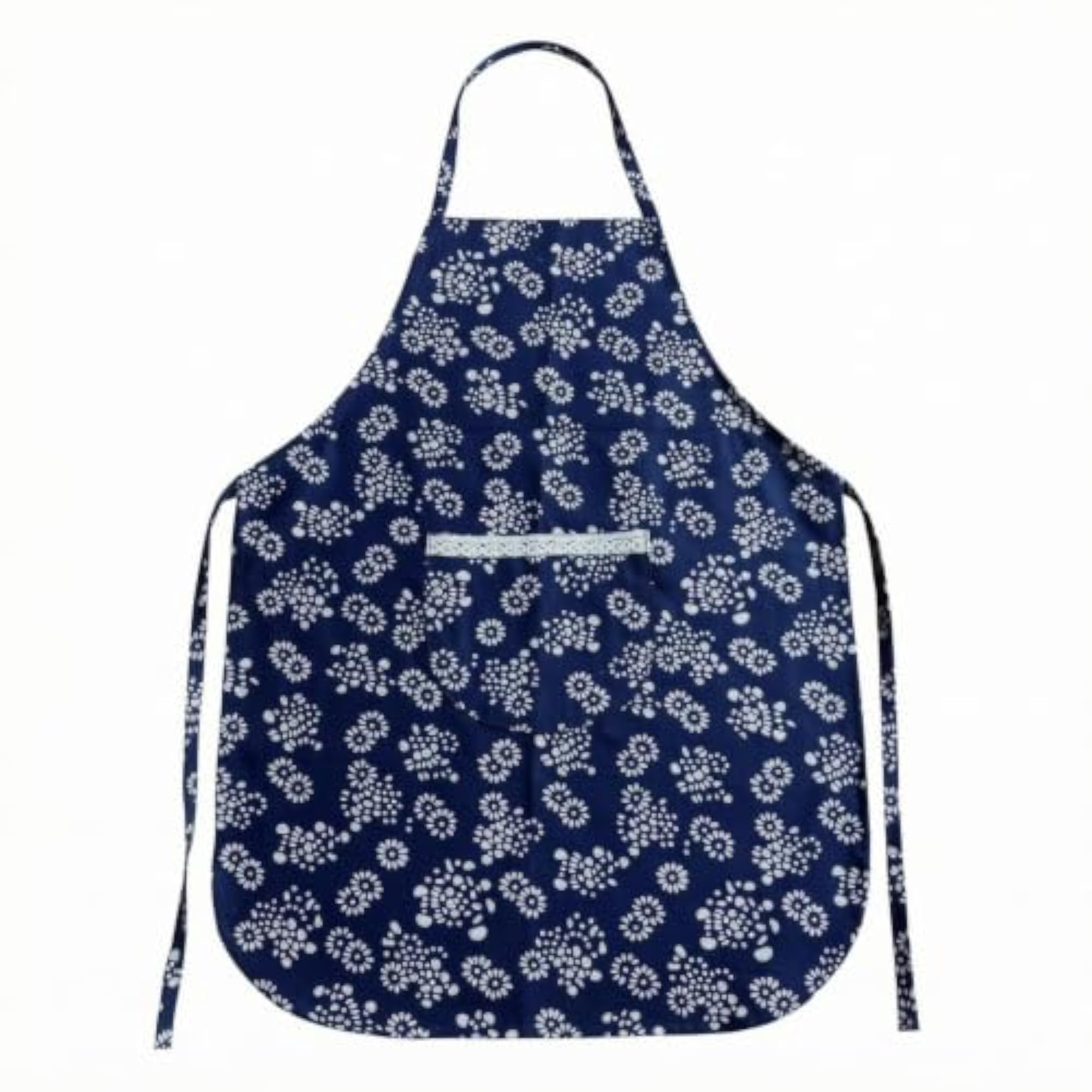 Floral Apron with Neck Loop and Waist Ties
