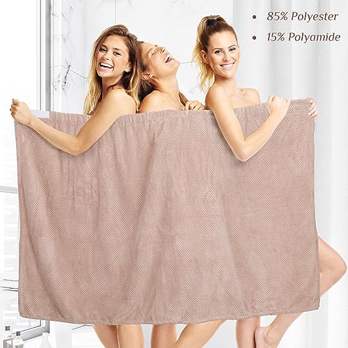 Image of 4 Pcs Towel Wrap for Women Waffle Spa Robe with Adjustable Closure Elastic Top Lightweight Wraps for Bath Shower