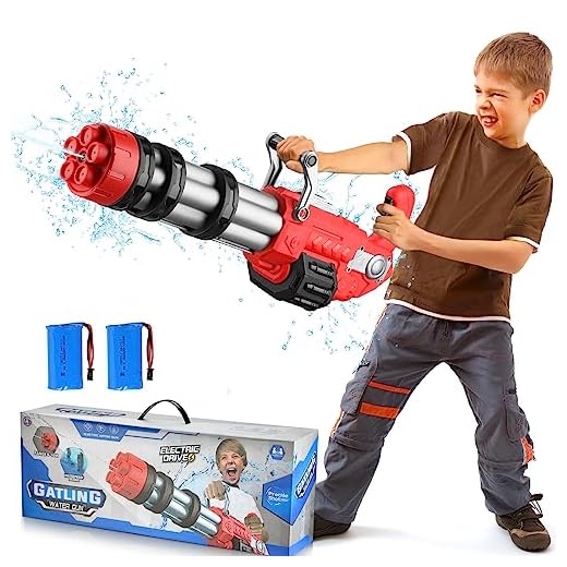 1000 CC Automatic Water Gun for Adults and Kids, 2 PCS Batteries The Super Soaker Electric Squirt Guns, 30 FT Long Range Large Capacity Outdoor Watergun, Summer Pool Gift, Waterguns King (Red)