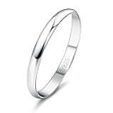 Diamday S925 Sterling Silver Rings for Women Men High Polished Sterling Silver Band Thumb Stackable Ring Comfort Fit 1mm 2mm 4mm