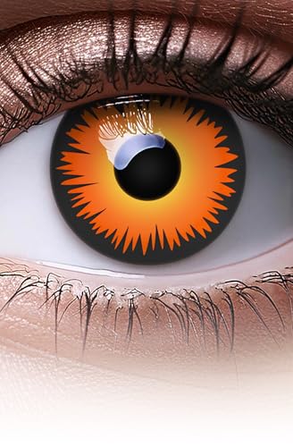 MeralenS Lentes de contato de cor laranja Orange Werewolf 1 par. Confortáveis e perfeitas para carnaval de Halloween, cosplay de anime, macias, sem dioptrias, sem graduação