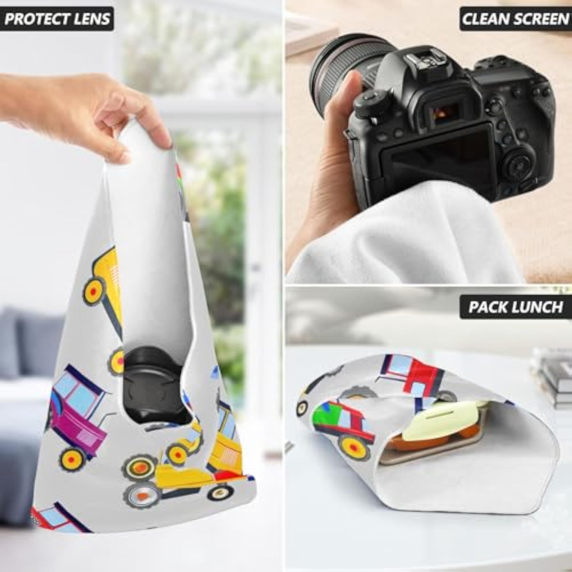 Colorful Tractors Self Adhesive Cloth for Makeup and Travel