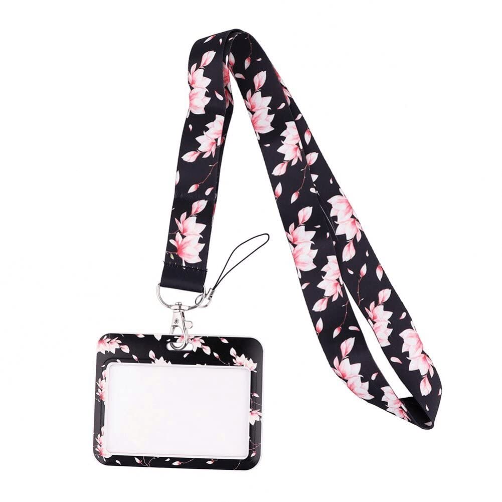 Buy Cute Badge Holder with Lanyard, Cherry Blosso Vertical Id Card Case for Teacher Office