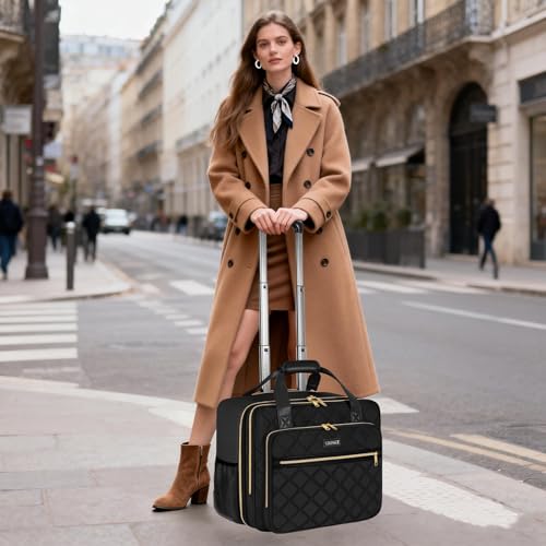 Image of Ytonet Rolling Briefcase for Women, Extra Large Rolling Laptop Bag Fits 18 Inch Laptop, Computer Bag with wheels for Work Travel College Business Overnight Wife Mom Teacher, Black