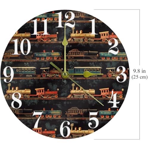 Horloge murale train rétro silencieuse pour travailler sans bruit - 5