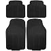 ECCPP 4pc Full Set Ridged Heavy Duty Rubber Floor Mats, Universal Fit Mat for Car, SUV, Van & Trucks - Front & Rear, Driver & Passenger Seat (Black)