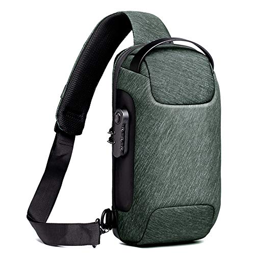 Rendaysa sac de poitrine usb anti-vol pour hommes sac à bandoulière de loisirs de plein air-vert Cover