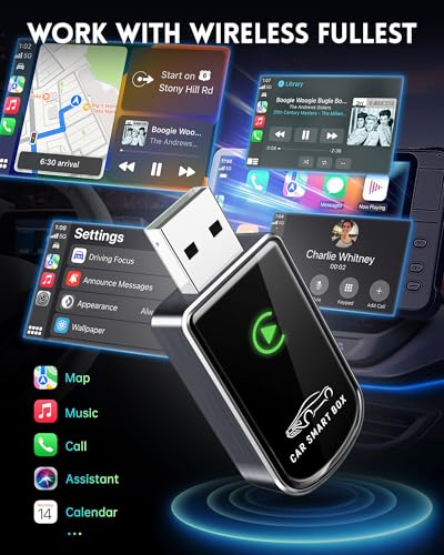 Image of Amzfeel Wireless Carplay Adapter for Apple iPhone, Mini Bluetooth Dongle Convert Factory Wired to Wireless Car Play Plug & Play Auto Connect, Low Latency, GPS for iOS 10+ & Cars 2015+ (Brushed Gery)