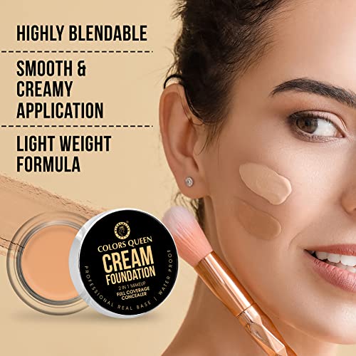 Image of Colors Queen 2 in 1 Cream Foundation & Concealer | Lightweight, Full Coverage Matte Finish with SPF 15 | Long Lasting Foundation for Face Makeup (FS-29)