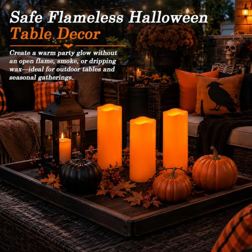 Image of Homemory Large Orange Flameless Candles, Waterproof, Remote Timer, 2 Pack