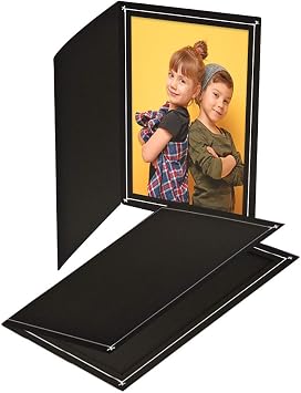 Cardboard Photo Folder 5x7 10 Pack - Black Card Folder With Nice silver design- Great for Wedding Pictures, Baby, Graduation, Friends and many more!