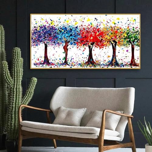 Peinture d'arbre colore abstrait tableau emotion pour decoration murale - 4