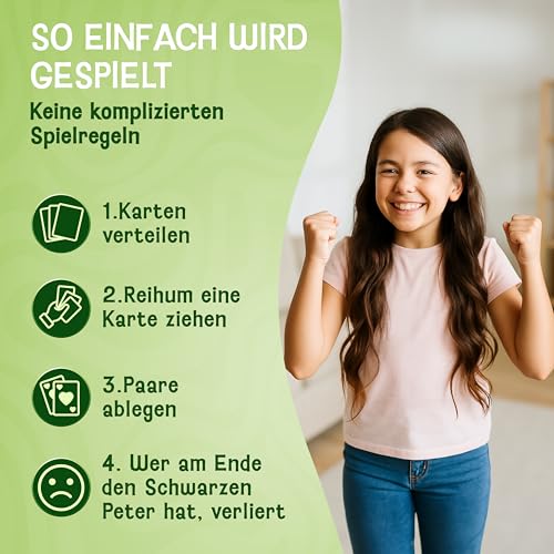 LIKARTO® Schwarzer Peter Kartenspiel für Kinder ab 4 Jahren, 55 Karten – Ansicht 3