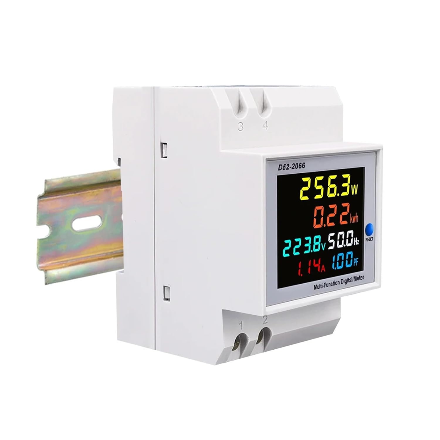 1pc Din Rail AC Monitor 6IN1 110V 220V 380V 100A Voltage Current Power Factor Active KWH Electric Energy Frequency Meter Volt AMP(External CT,AC 40-300V 100A)