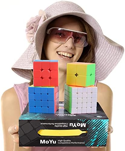 D-FantiX Speed Cube Set, Moyu Meilong MF2S 2x2 MF3S 3x3 MF4S 4x4 MF5S 5x5 Stickerless Speed Cubes Bundle with Gift Box