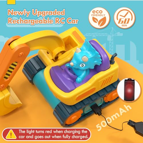 Lehoo Castle 2 Year Old Boy Toys, Remote Control Cars for Kids, Construction Toys Excavator Toy, 2 3 4 Year Old Boy Gifts - Image 3