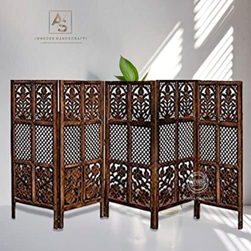 Image of Wooden Partition for Living Rooms Wall Dividers,Screen Separator Wall Divider for Hall Wall Panels for Living Room /Kitchen /Bedroom /Office /Restaurant (4-feet 5 Panel)