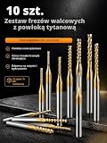 VOBOR 10 szt. Frez z węglików spiekanych 1-3 mm, pokryty tytanem, 1 mm, 1,5 mm, 2 mm, 2,5 mm, 3 mm, frez do metalu do frezowania otworów, szczelin i krawędzi na płytach