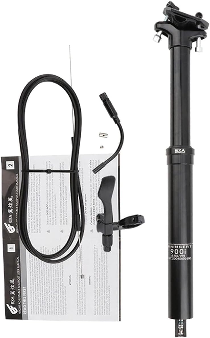Genérico Tija de Sillín Amortiguada Ajustable 30,9/31,6mm – Tija de Sillín Hidráulica con Altura Regulable y Cableado Interno para Bicicleta de MontañaBlack,30.9 * 445mm