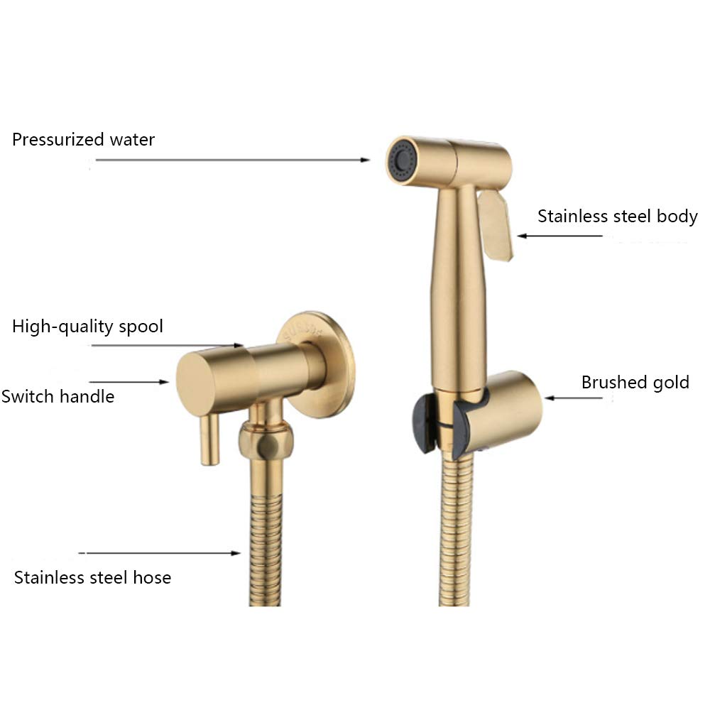 Set di doccetta per bidet in acciaio inox 304, con manico singolo, solo acqua fredda, perfetto per l'igiene personale e la pulizia intima del bagno