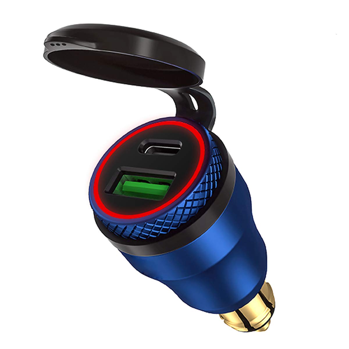 Lunriwis Caricabatterie USB Per Moto Con Presa DIN - 2 Porte Con Voltmetro, Impermeabile, In Alluminio