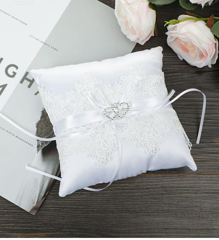 Jilskl Coussin Porte-Alliances Étoile De Mer Blanche 15x15 Cm - Oreiller Mariage Romantique