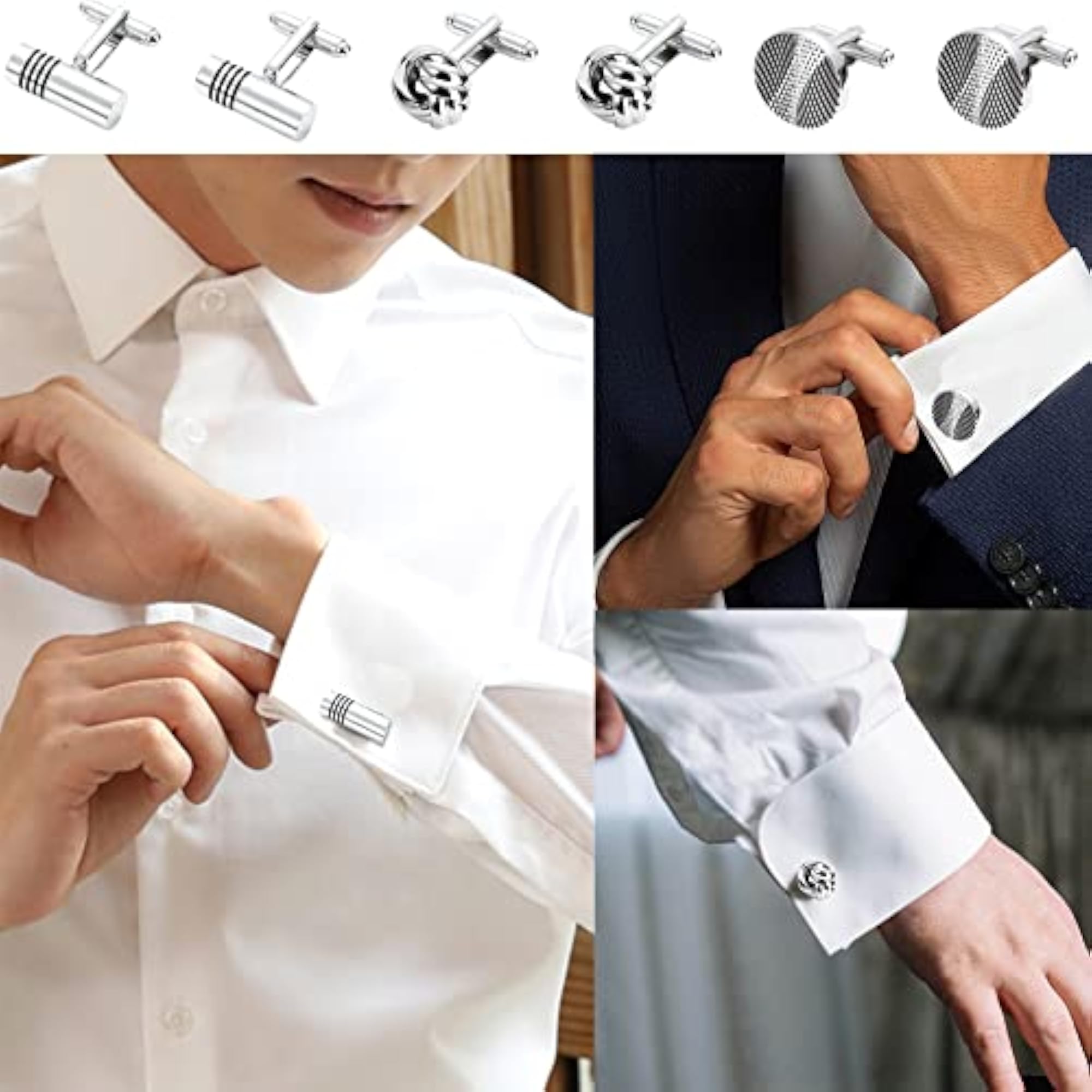 Classic Tone Cufflinks for Men, 12 Pairs