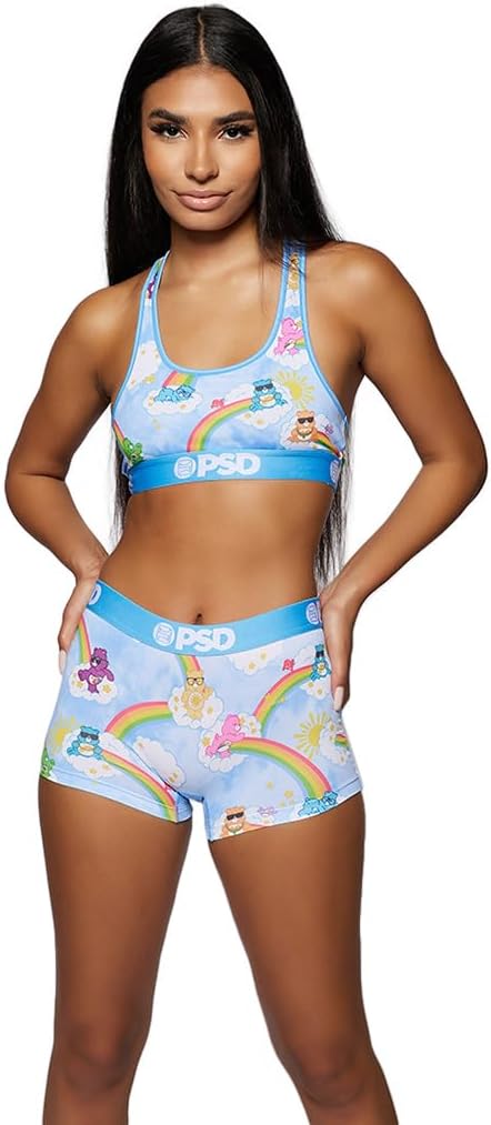 PSD Underwear Womens Sports Bra - Licensed Prints Medium Support Sports Bras for Women, Womens Racerback Sports Bras