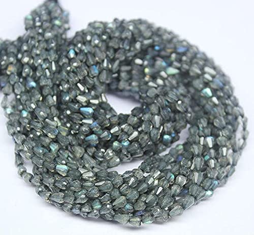 Natural Blue Labradorite Faceted Tear Drop Briolette Gemstone Craft Loose Beads Strand 14" 3Mm 4Mm #TOP24
