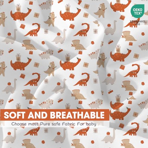 Image of Bimocosy Crib Sheets 4 Pack, Baby Crib Sheets Fitted for Boys and Girls Breathable & Snug Fit, Soft Toddler Bed Sheets for Standard Crib Mattress Nursery Daycare Essentials, Autumn Dinos