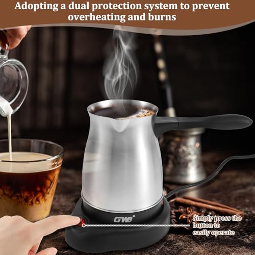 Cafetera Turca Eléctrica Acero Inoxidable 600ml 110V miniatura 4
