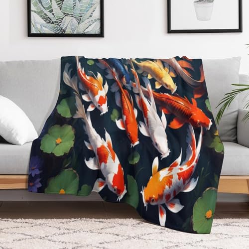 Plaid poisson 3D en flanelle douce, idée cadeau originale lit