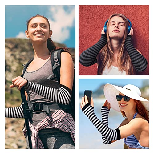 Amandir Long Fingerless Gloves For Women Arm Warmers Knit Thumbhole Stretchy Gloves(Style 2) #TOP3