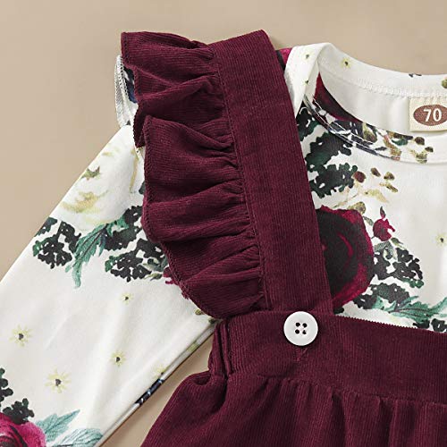 Image of Newborn Baby Girl Clothes Toddler Long Sleeve Ruffle Romper Top Infant Skirt Set Little Girl Overall Dress
