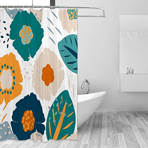 Rideau de douche polyester moderne lavable en machine avec crochets inclus - 5