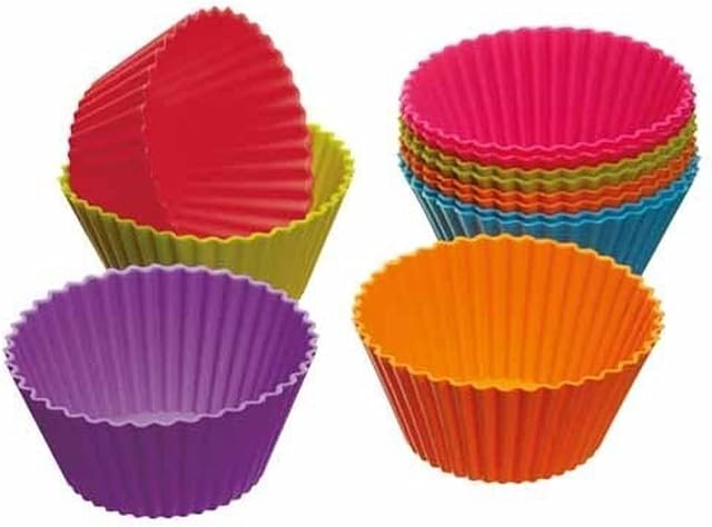 Kitchen Craft Colourworks Silicone Reusable Cupcake Cases, 7 cm, Pack of 12, Bright Colours
