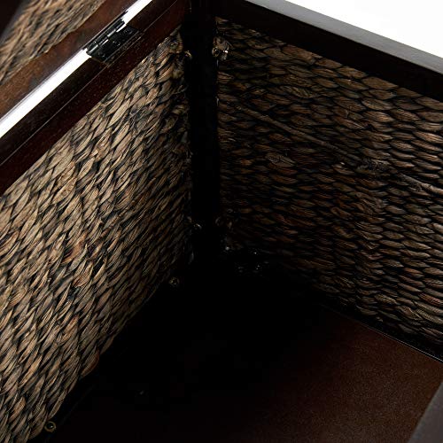 Clickdecor Wilson Rustic Black Wicker Trunk, 30" Lightweight Indoor/Outdoor Storage Container Ottoman, End Of Bed Bench, Black #TOP4