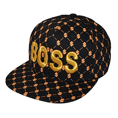 Popfizzy Men’s Boss Hat, Yellow Embroidered Boss Baseball Cap With Dollar Signs, Fully Adjustable #TOP1
