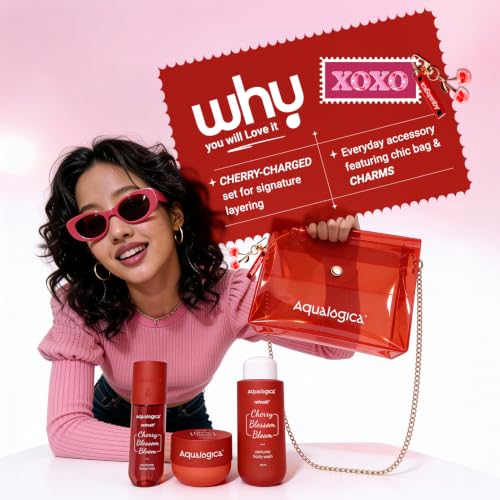 Image of Aqualogica Cherry Blossom Bloom (Hot Girl Essentials) | With Sling Bag & Charms | Perfume Body Wash | Perfume Body Mist | Hydra Gel Moisturizer | Fragrance | Gift Set | Gifting For Valentine's Birthday, Anniversary, Rakhi & Special Occasions | Premium Gift Pack