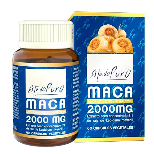 Maca Andina Estado Puro 2000mg | Extracto Nativo 5:1 Macatonic™ de Producción Sostenible | Energía Mantenida y Vigorizante Natural | Apto Veganos | 60 Cápsulas de Tongil