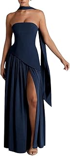 Strapless Bridesmaid Dress with Scarf Chiffon Long Prom Dresses Evening Dress - Buy now