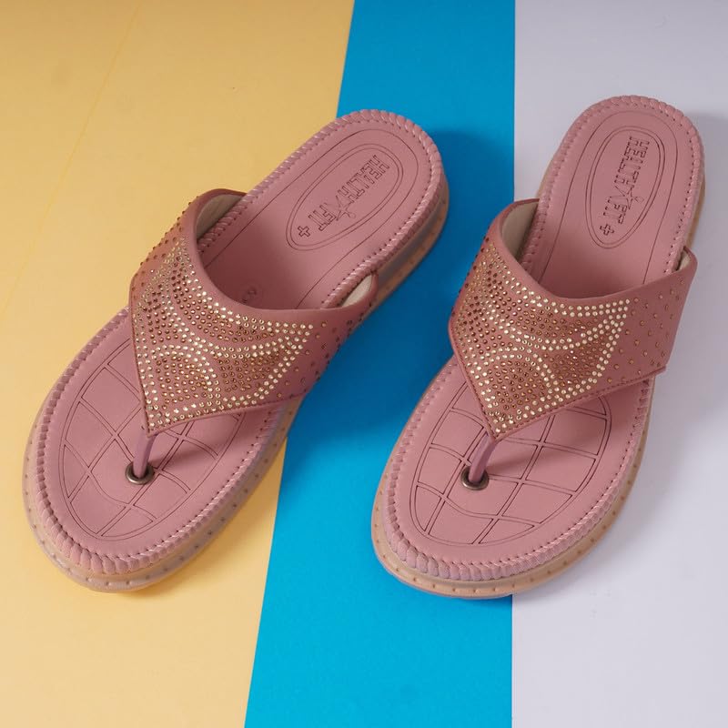 Image of HEALTH FIT Diabetic & Orthopedic with Super Extra Soft Ortho Care Anti-Skid Doubleu Flip-Flops for women Slippers /Doctor Chappal & Footwear HF329