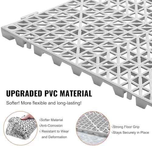 Image of Amazon Brand - Umi 12 Pc Interlocking Drainage Floor Mat Splicing Drainage Mats PVC Interlocking Drainage Floor Tiles Shed Basement Flooring Mats for Restroom Shower Bathroom Pool Wet Areas (30x30cm)