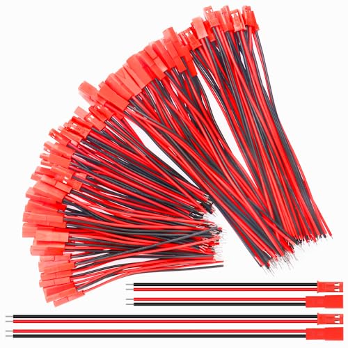 YIXISI 60 Paires JST Connecteur, 22 AWG JST Connecteur Prise, 100mm and 150mm 2 Broches Fiche Mâles et Femelle Connecteur Fil de Câble, pour LED Bande de...