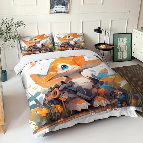 Linge de lit ptérodactyle 3D en microfibre premium douce avec fermeture éclair - 3