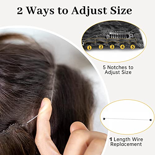 PORSMEER Invisible Wire Hair Extensions with Adjustable Size One Piece Long Wavy Curly Synthetic Hair Pieces with Removable Clips Secret Hair Extension for Women 20 Inch,Natural Chestnut Brown - Image 4