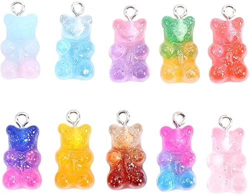Encantos de oso de bricolaje gomosa,Colgantes lindos del encanto del oso,Dibujos animados oso llaveros collar encanto lindo pulsera accesorios